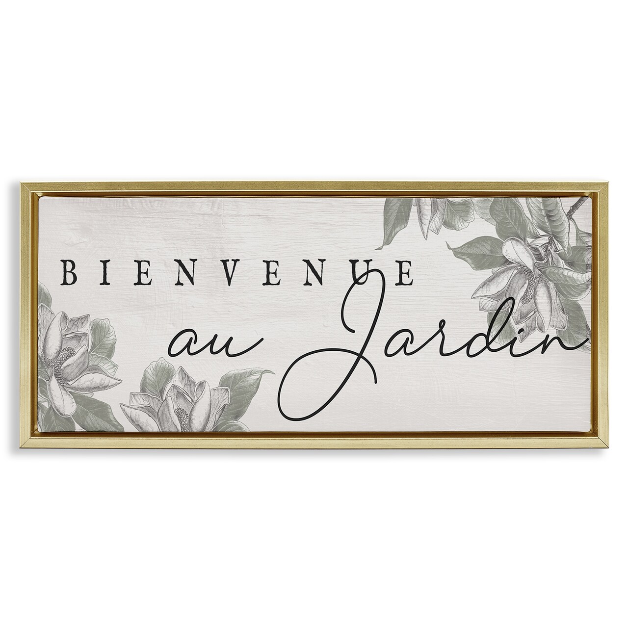 Stupell Industries Vintage Garden Welcome Floater Framed Canvas Wall Art Design by Daphne Polselli